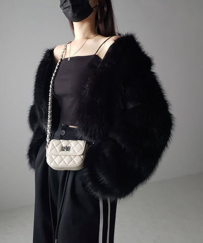 【 ４color 】ミニショルダーキルティングチェーンバッグ