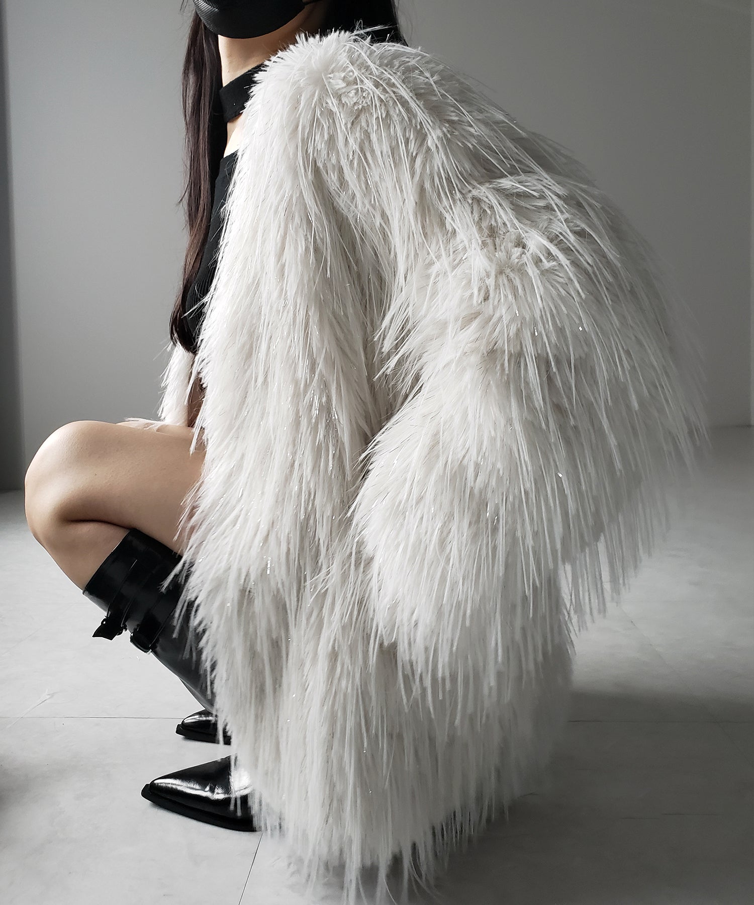 【 ２color 】ラメフェイクファーボリュームシャギーコート ／ rame fake fur volume shaggy coat
