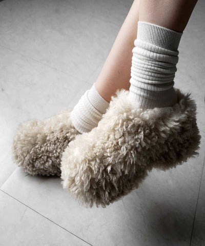 厚底テディボアサボサンダル ／ platform teddy boa sabo sandals