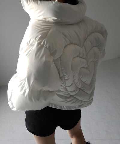 ハートグロッシーショートダウンジャケット ／ heart glossy short down jacket