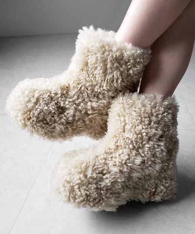 厚底テディボアショートブーツ ／ platform teddy boa short boots
