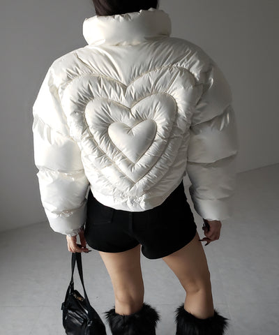 ハートグロッシーショートダウンジャケット ／ heart glossy short down jacket