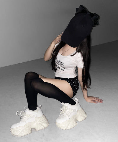 【 +10.5cm盛れ 】レースアップ厚底スニーカー ／ +10.5cm lace-up platform sneakers