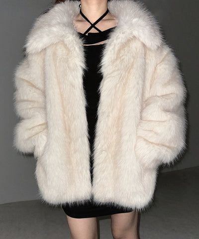 【 ５color 】フェイクファーボリュームミドルコート ／ fake fur volume middle coat