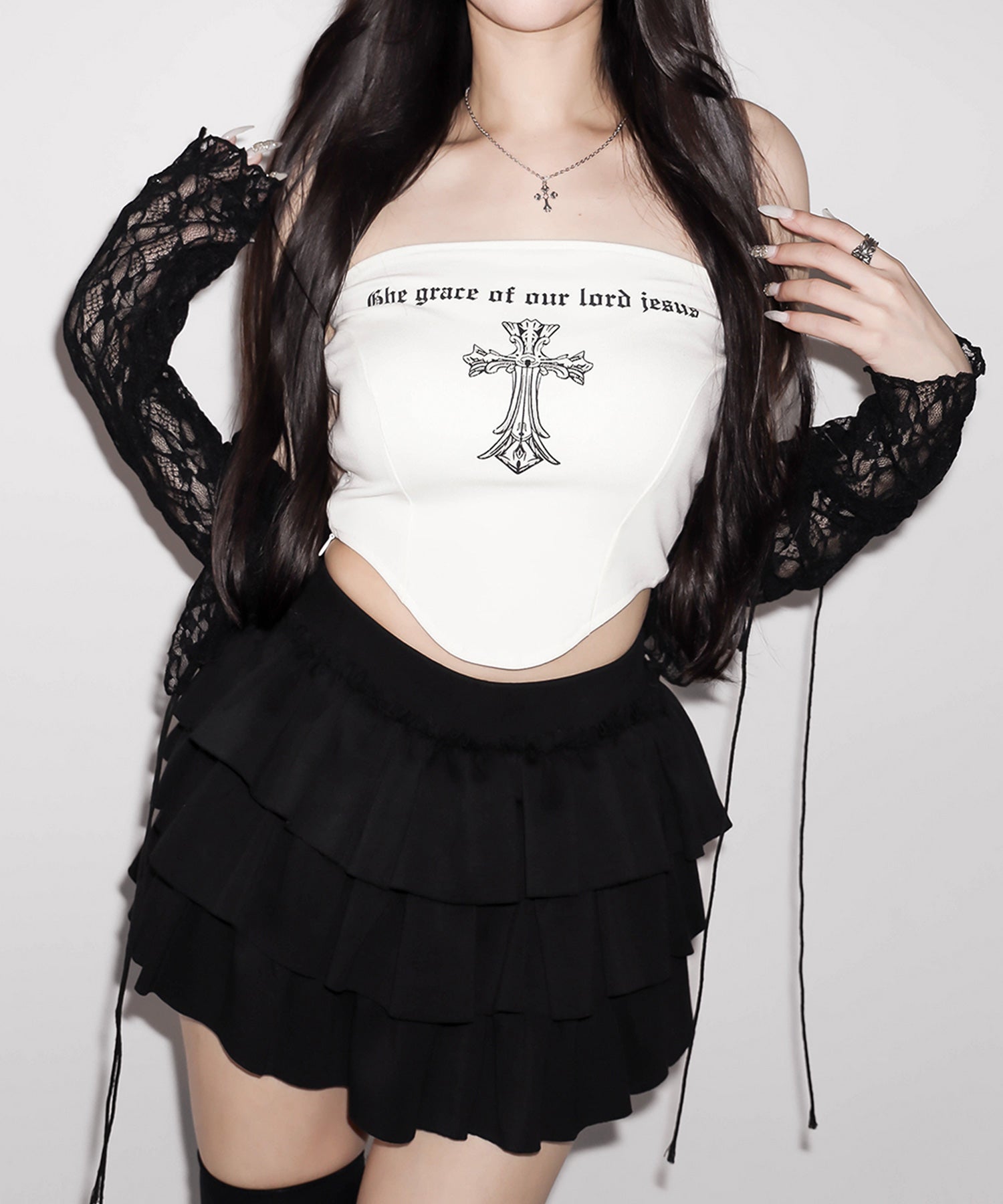 クロスグランジロゴベアトップス ／ cross grunge logo bare tops