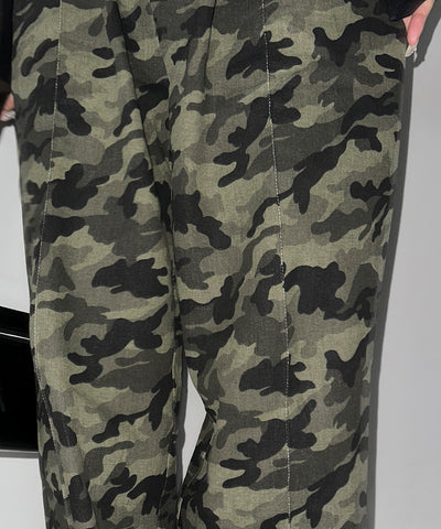【 ２color ／ ４size 】ダブルタックヴィンテージカモフラージュワイドパンツ ／ double tuck vintage camouflage wide pants