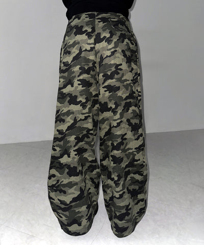 【 ２color ／ ４size 】ダブルタックヴィンテージカモフラージュワイドパンツ ／ double tuck vintage camouflage wide pants