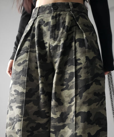 【 ２color ／ ４size 】ダブルタックヴィンテージカモフラージュワイドパンツ ／ double tuck vintage camouflage wide pants