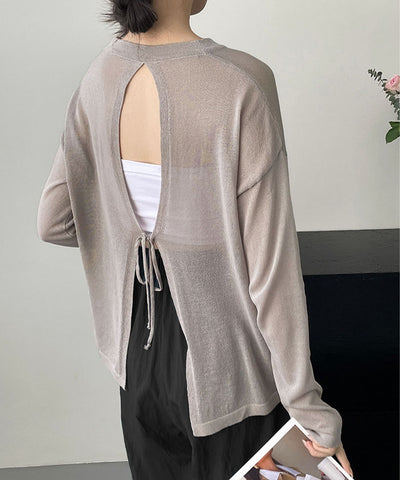 【 選べる７color 】ニュアンスカラーバックスリットオーバーシアーニット ／ nuance color back slit over sheer knit