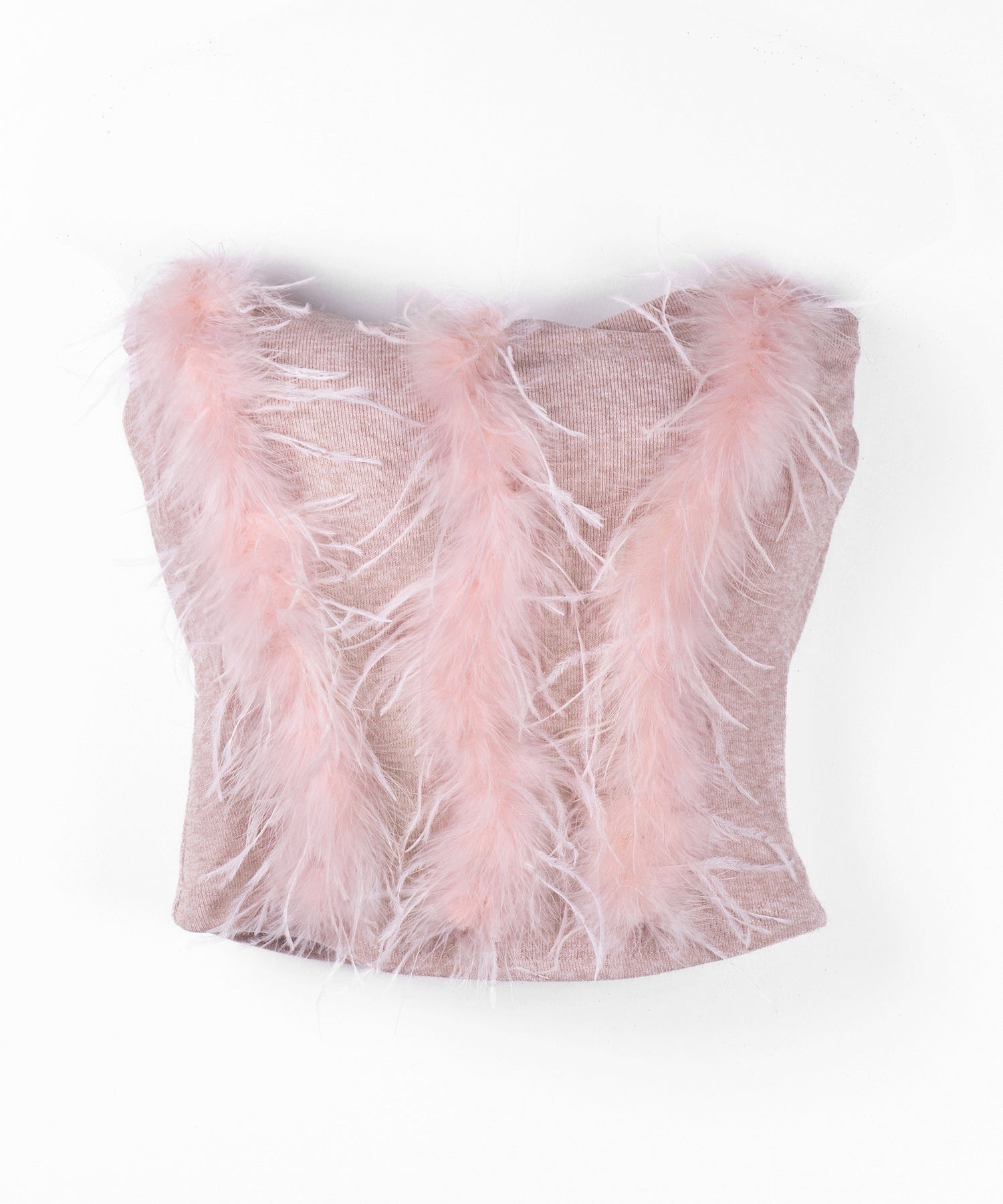 フェザーファードッキングビスチェベアトップ ／ feather fur docking bustier bare tops