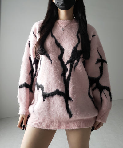 【 ３color 】CRACK モヘアライクオーバーニット ／ CRACK mohair-like over knit