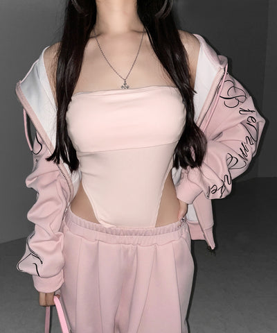 ボディスーツカットアウトベアトップ ／bodysuits cutout bare tops