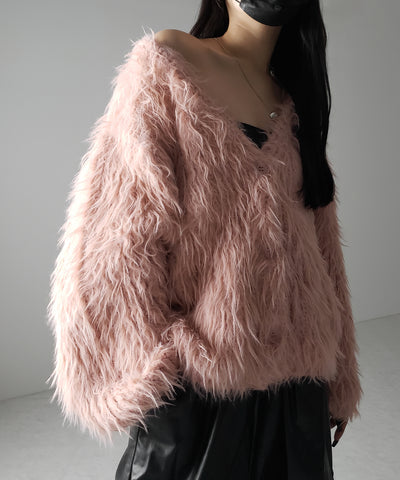 【 ３color 】モンスターシャギーボリュームニットカーディガン ／ monster shaggy volume knit cardigan