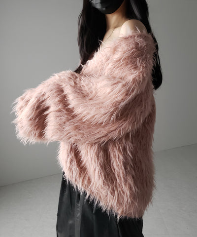 【 ３color 】モンスターシャギーボリュームニットカーディガン ／ monster shaggy volume knit cardigan
