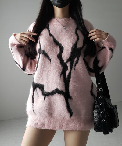 【 ３color 】CRACK モヘアライクオーバーニット ／ CRACK mohair-like over knit