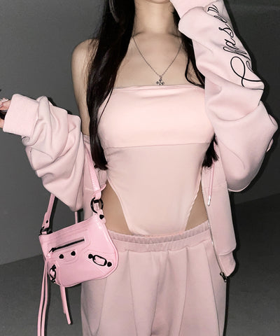 ボディスーツカットアウトベアトップ ／bodysuits cutout bare tops