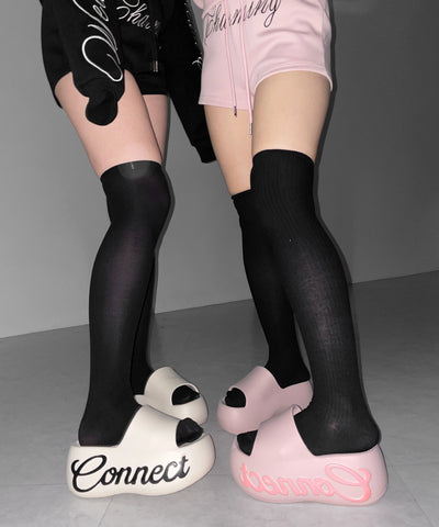 レタリングロゴ厚底スライドサンダル ／ lettering logo platform slide sandals