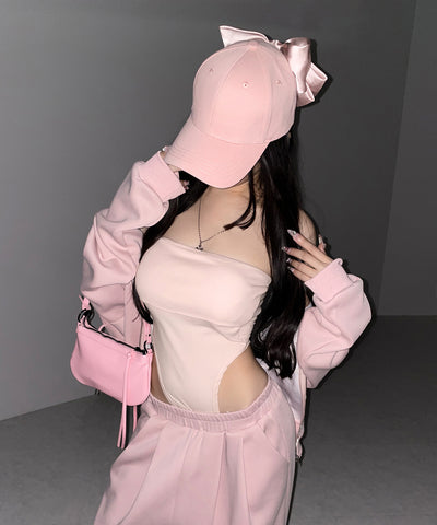 ボディスーツカットアウトベアトップ ／bodysuits cutout bare tops