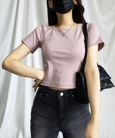 【 ６color 】スクエアネッククロップドちびＴシャツ