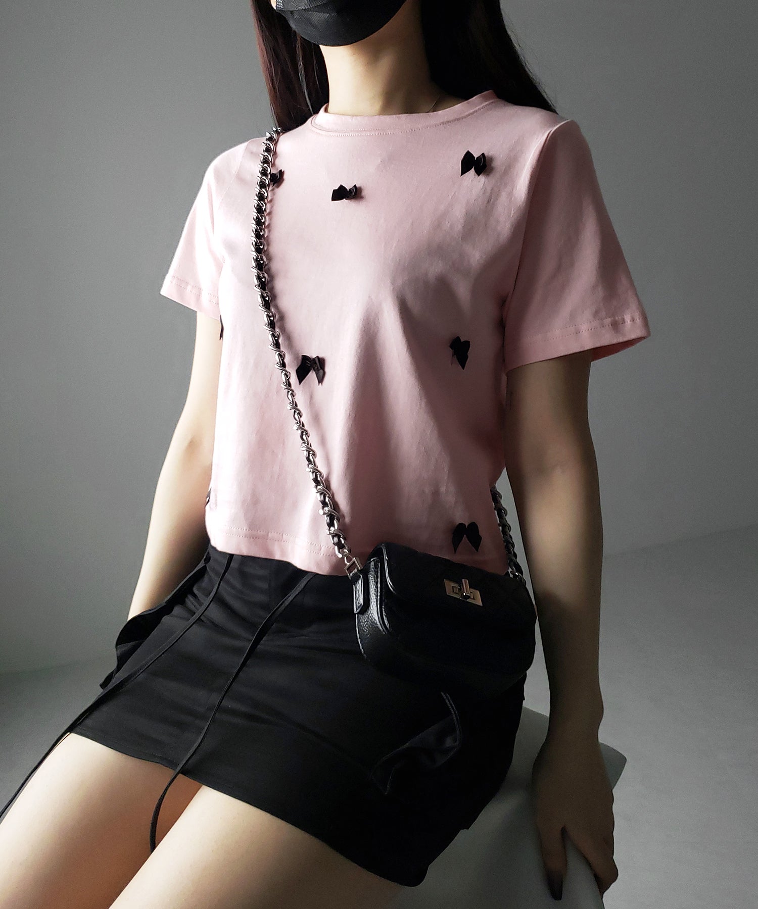 【 ４color 】ミニリボンバレエコアクロップドＴ ／ mini ribbon ballet core cropped Tee