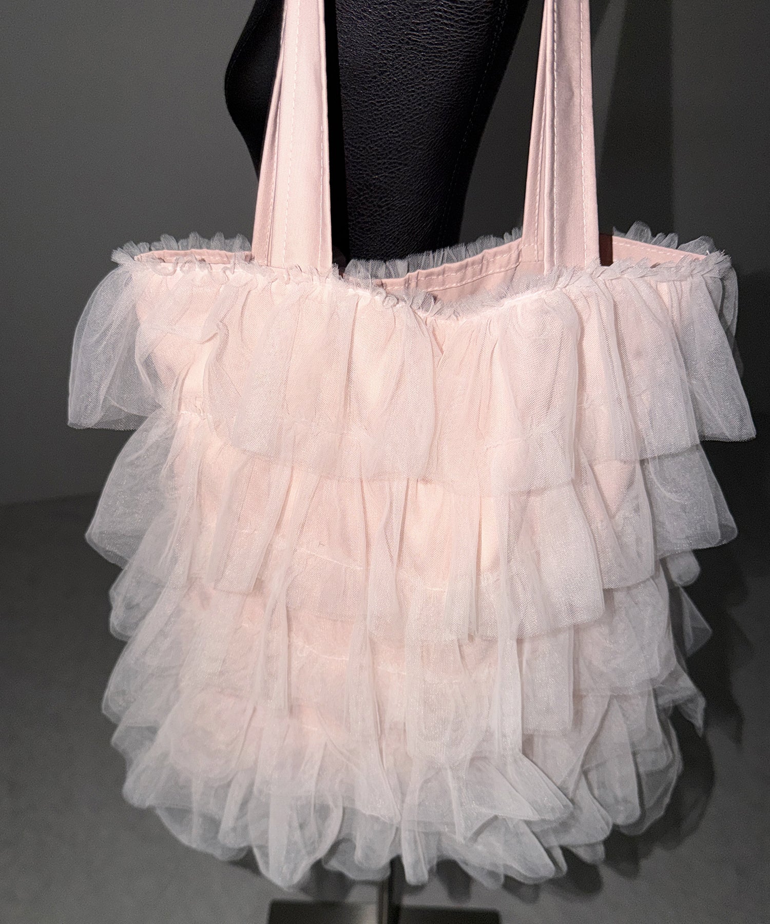 3color ／ A4収納可 】チュールフリルスクエアトートバッグ ／ tulle