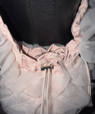 チュールフリル巾着ミニショルダーバッグ／ tulle frill drawstring mini shoulder bag