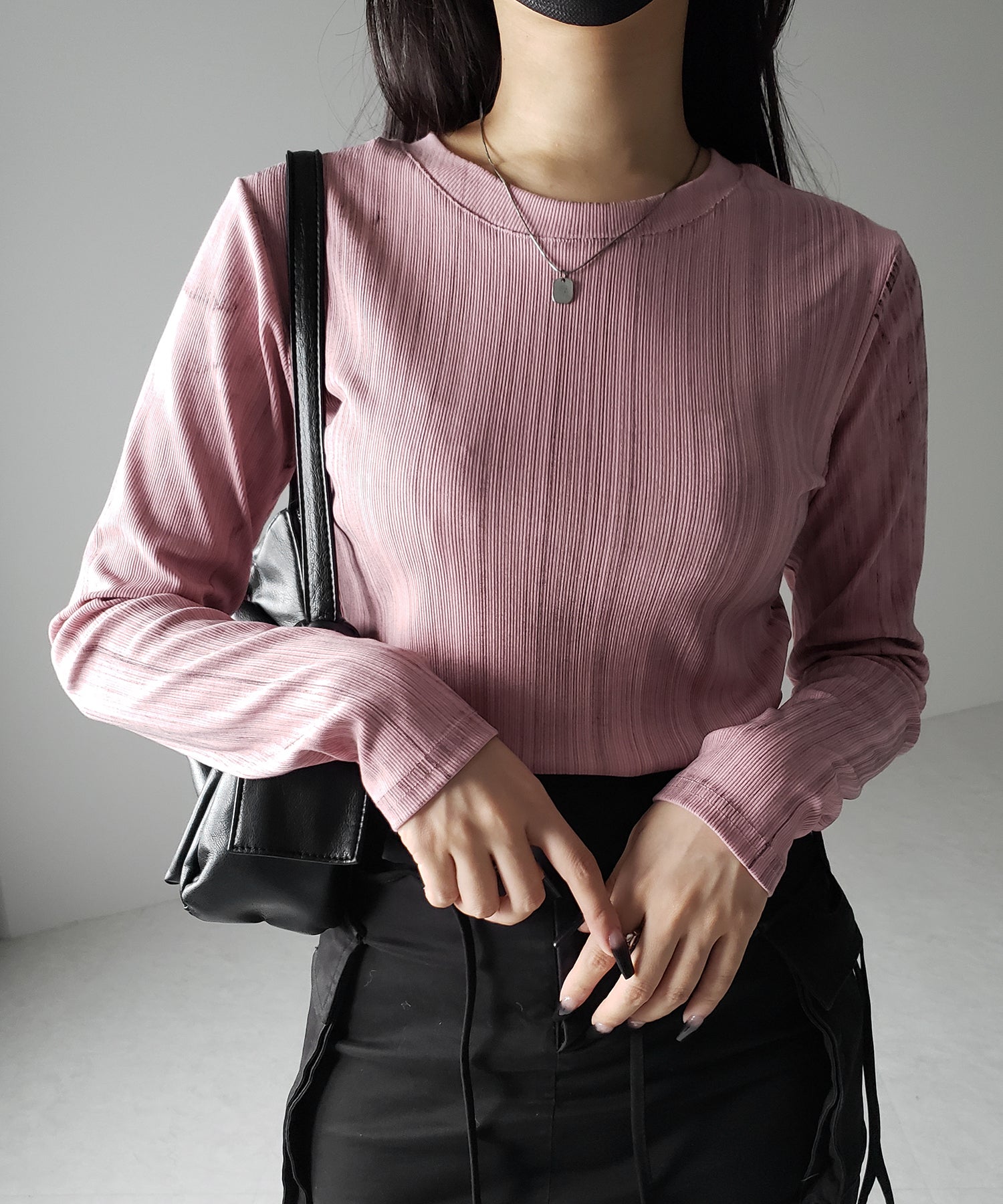 ヴィンテージプリント長袖クロップドリブＴシャツ ／ vintage print longsleeve cropped lib Tee