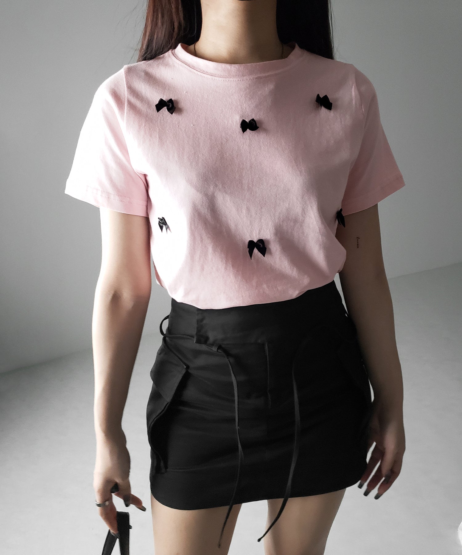 【 ４color 】ミニリボンバレエコアクロップドＴ ／ mini ribbon ballet core cropped Tee