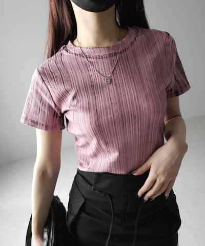 【 ３color 】ヴィンテージプリントクロップドリブＴシャツ ／ vintage print cropped lib Tee