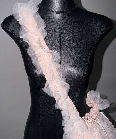 チュールフリル巾着ミニショルダーバッグ／ tulle frill drawstring mini shoulder bag