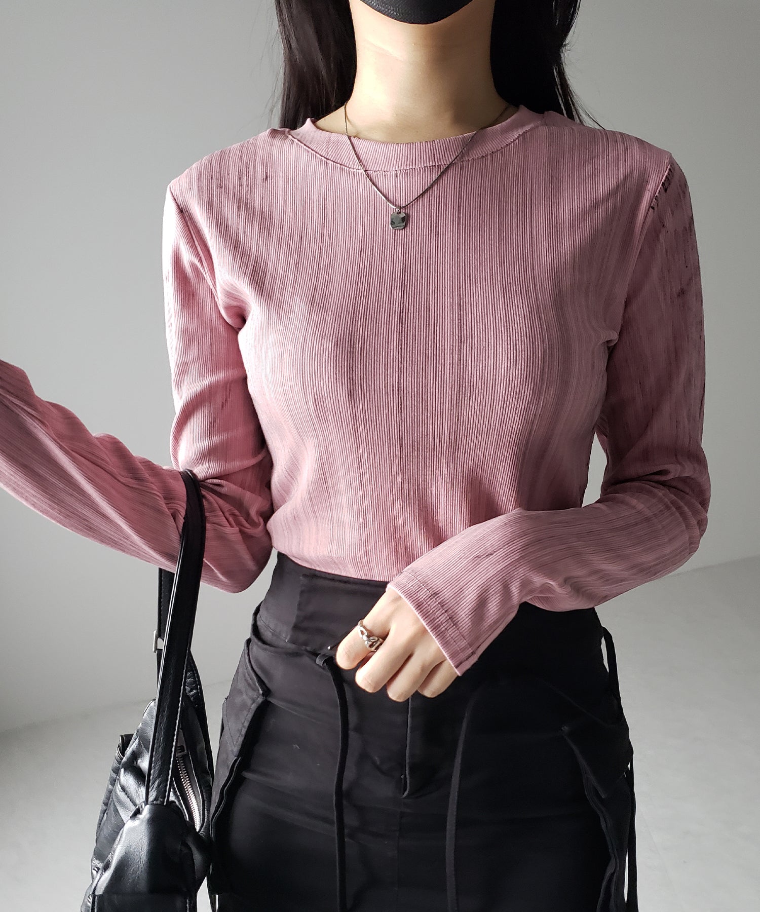 ヴィンテージプリント長袖クロップドリブＴシャツ ／ vintage print longsleeve cropped lib Tee