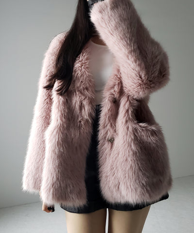 【 ４color 】ミンクライクフェイクファーボリュームコート ／ ｍink-like fake fur volume coat