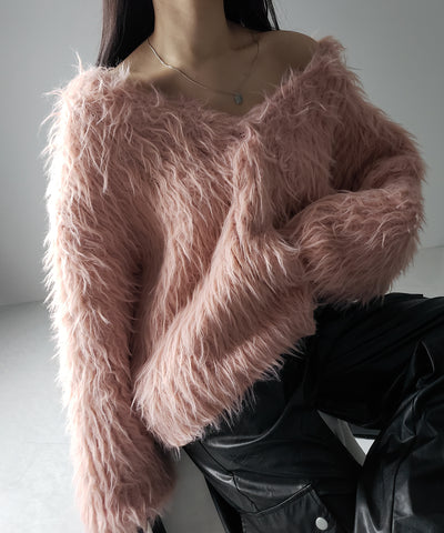 【 ３color 】モンスターシャギーボリュームニットカーディガン ／ monster shaggy volume knit cardigan