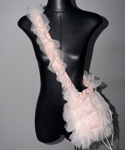 チュールフリル巾着ミニショルダーバッグ／ tulle frill drawstring mini shoulder bag