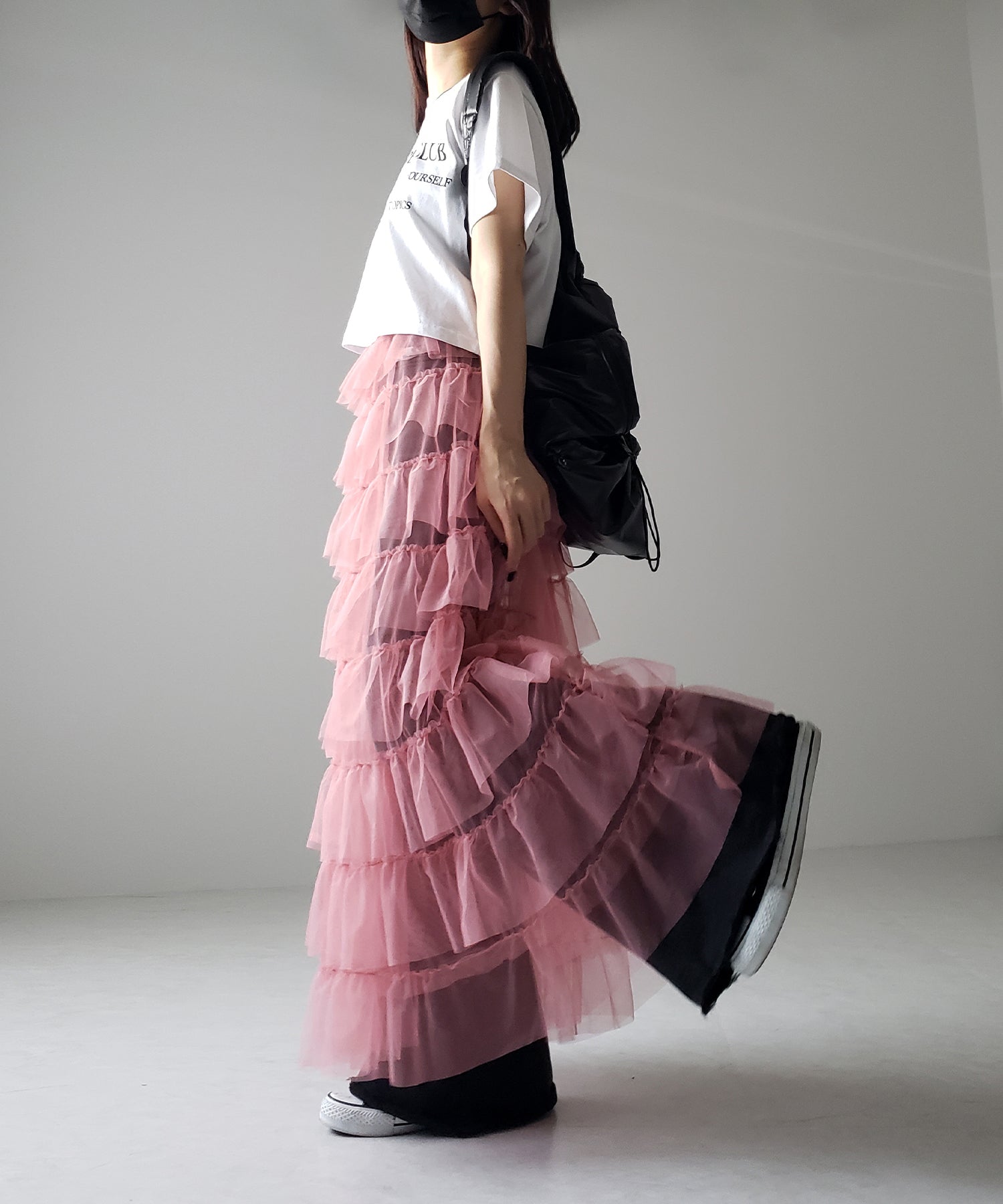 【 ４color 】チュールフリルボリュームレイヤードスカート