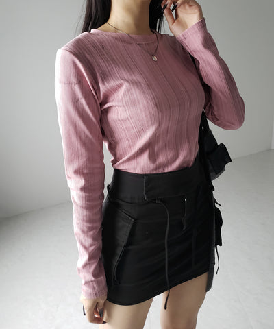 ヴィンテージプリント長袖クロップドリブＴシャツ ／ vintage print longsleeve cropped lib Tee