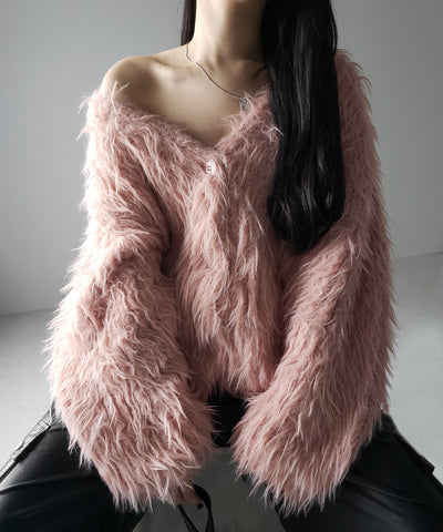 【 ３color 】モンスターシャギーボリュームニットカーディガン ／ monster shaggy volume knit cardigan