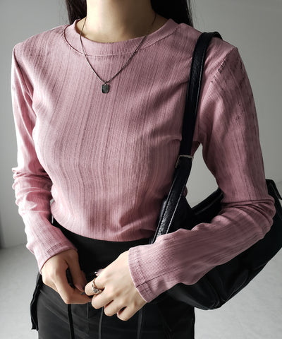 ヴィンテージプリント長袖クロップドリブＴシャツ ／ vintage print longsleeve cropped lib Tee