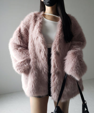 【 ４color 】ミンクライクフェイクファーボリュームコート ／ ｍink-like fake fur volume coat