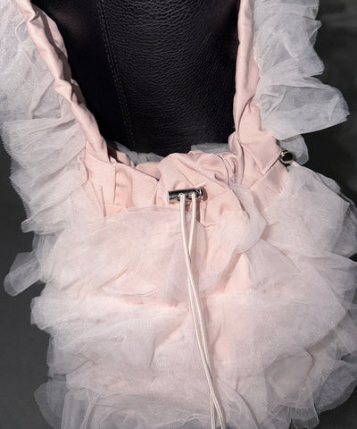 チュールフリル巾着ミニショルダーバッグ／ tulle frill drawstring mini shoulder bag