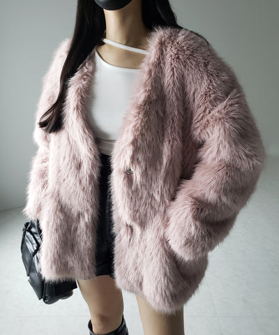 【 ４color 】ミンクライクフェイクファーボリュームコート ／ ｍink-like fake fur volume coat