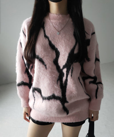 【 ３color 】CRACK モヘアライクオーバーニット ／ CRACK mohair-like over knit