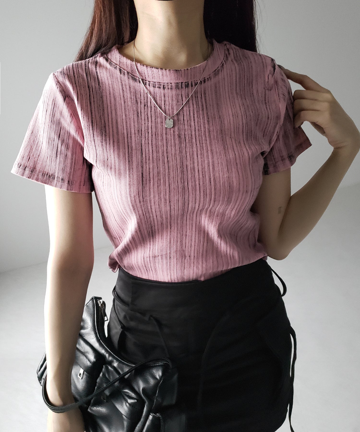 【 ３color 】ヴィンテージプリントクロップドリブＴシャツ ／ vintage print cropped lib Tee
