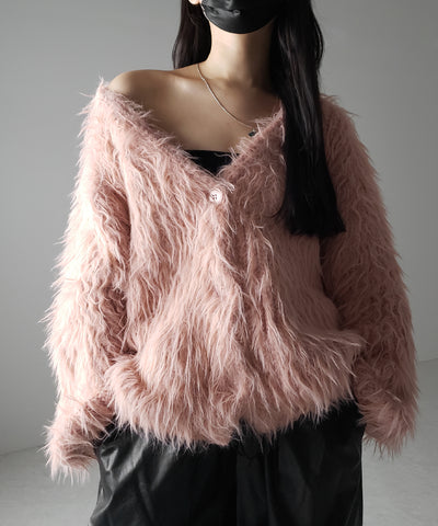 【 ３color 】モンスターシャギーボリュームニットカーディガン ／ monster shaggy volume knit cardigan