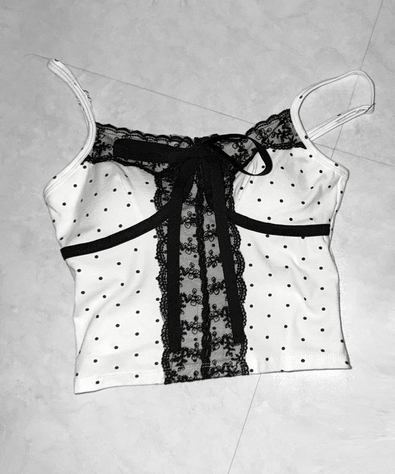 レースドッキングドットリボンキャミソール ／ lace dockimg dot ribbon camisole