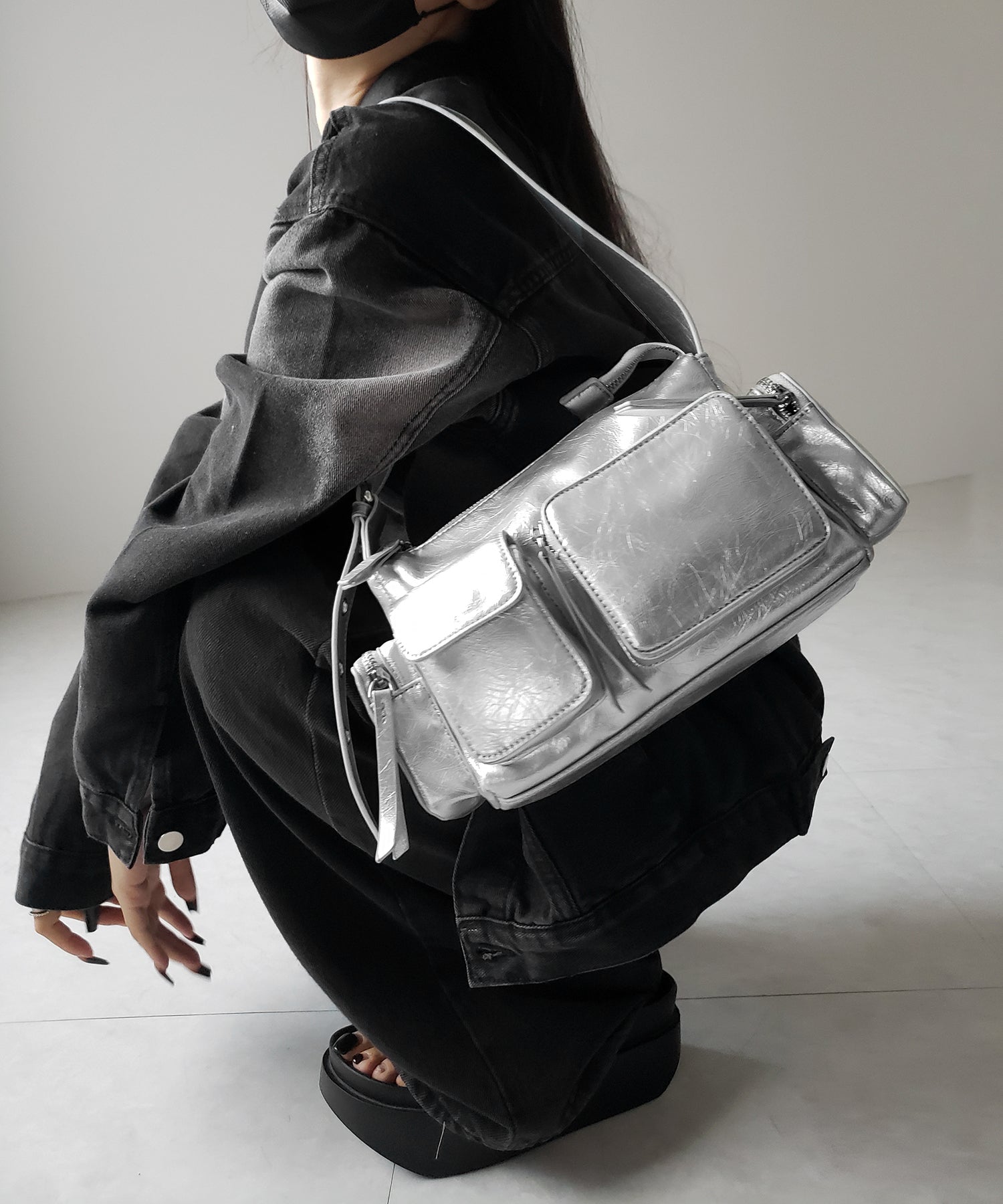 【 ３color 】４アウトポケットヴィンテージスクエアショルダーバッグ ／ 4 outpocket vintage square shoulder bag