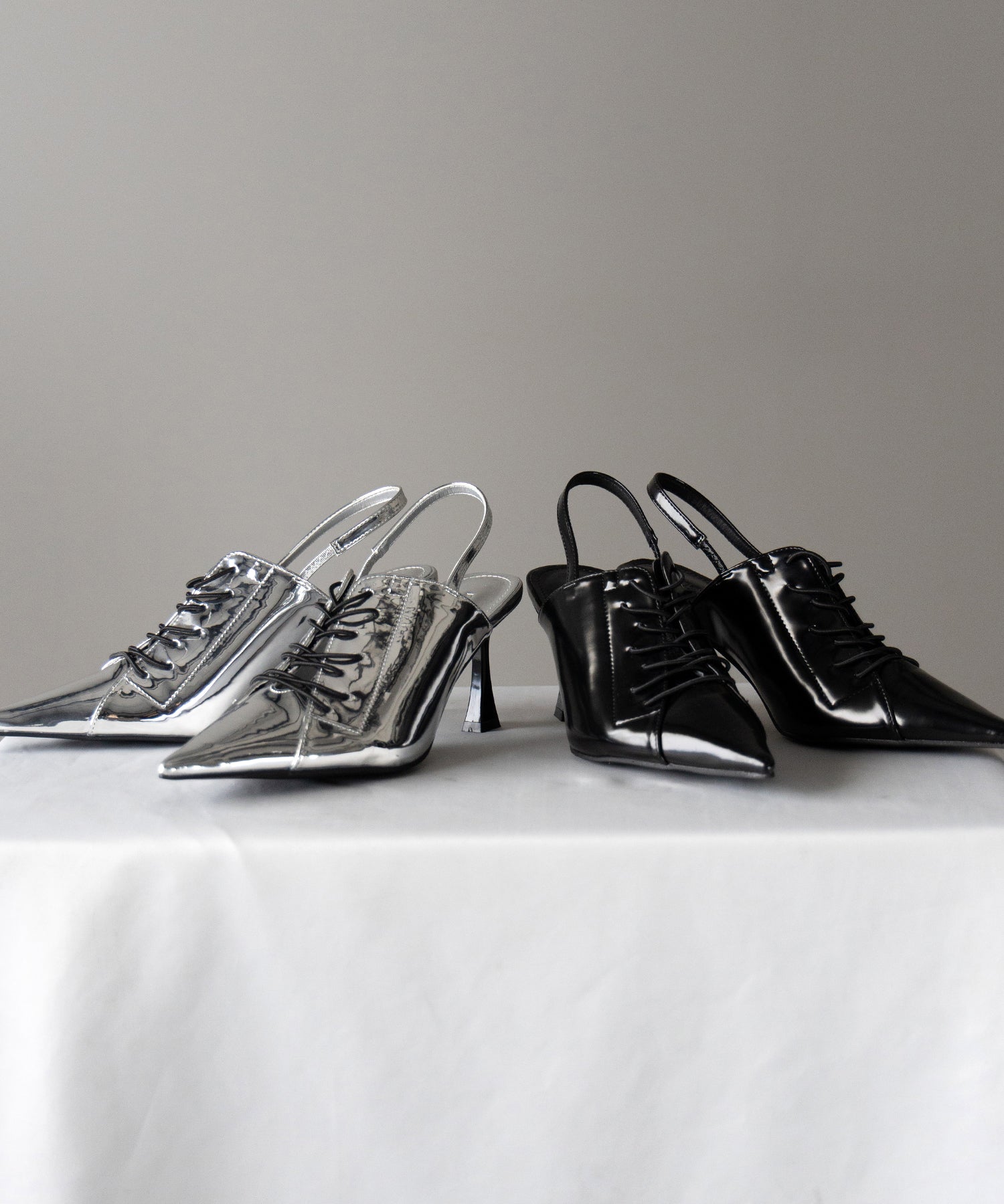 【 ３color 】ポインテッドトゥレースアップスニーカーミュール ／ pointed toe lace up sneaker mules