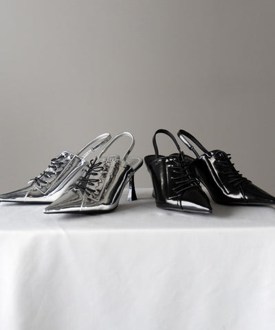 【 ３color 】ポインテッドトゥレースアップスニーカーミュール ／ pointed toe lace up sneaker mules