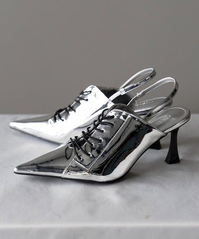 【 ３color 】ポインテッドトゥレースアップスニーカーミュール ／ pointed toe lace up sneaker mules
