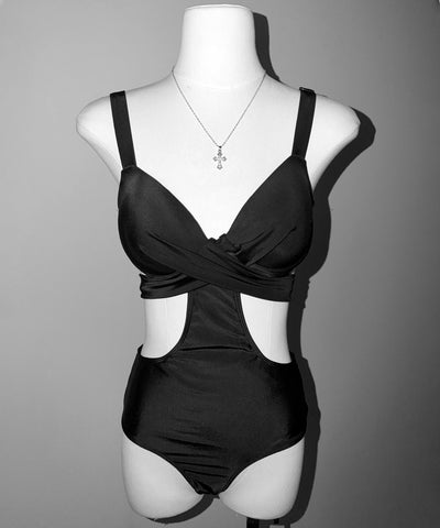 【 レディース水着 】クロスデザインカットアウトワンピース水着 ／ cross design cutout onepiece swimwear